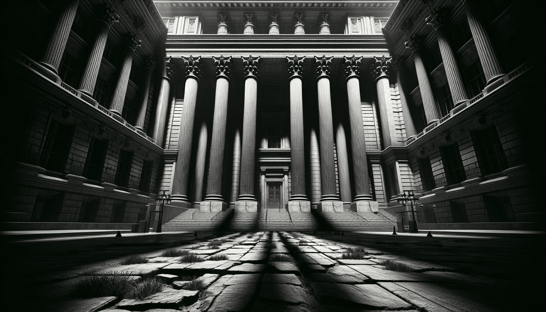 Empty courthouse hallway